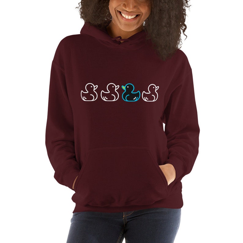 Odd Duck Hoodie, Positivity Pride Pullover Gift, Unisex Plus Sizes Maroon