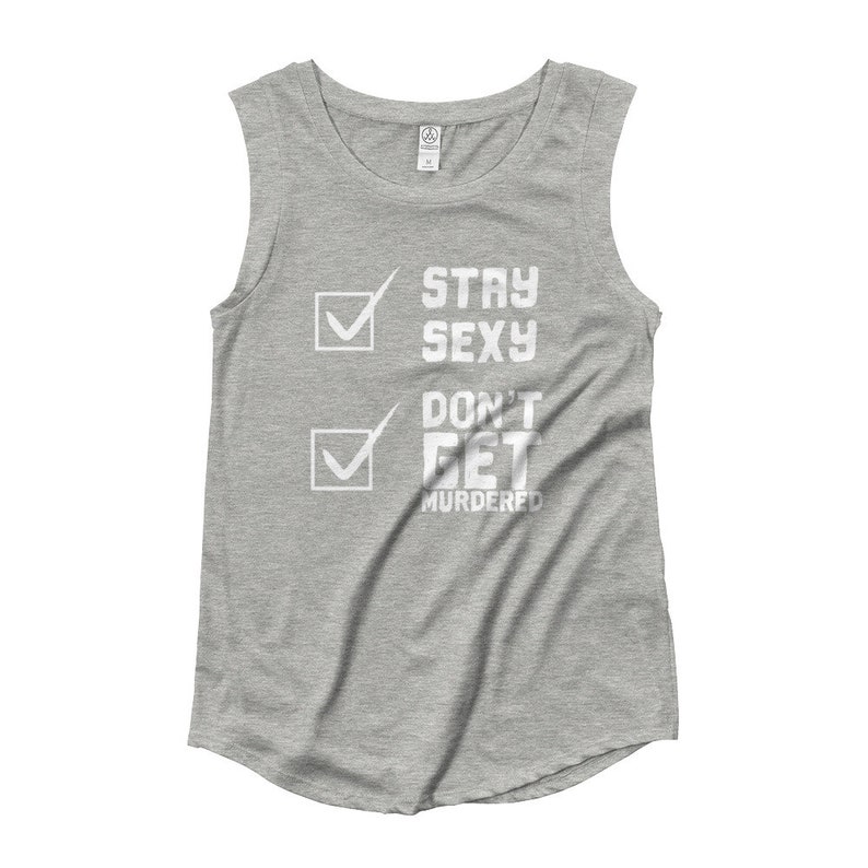 SSDGM Tank Top for My Favorite Murder Fans, Cap Sleeve Stay Sexy Shirt for Murderinos Grey