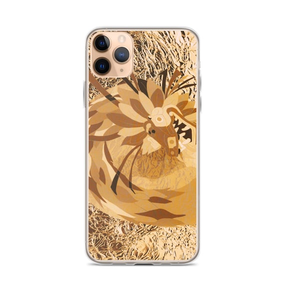 Gold Dragon Phone Case, Quetzalcoatl Aztec Design, Bling Glam Aesthetic, iPhone 11 and Samsung Galaxy S10