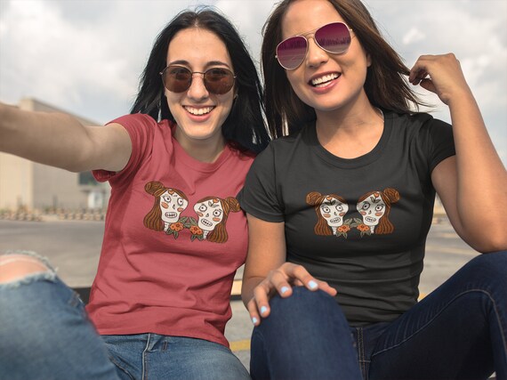 Sugar Skull Sisters T-shirt from Frenchtoastygood, Soft, Premium Bella+Canvas TriBlend Shirt, Original Design, Unique Bestie Gift Idea
