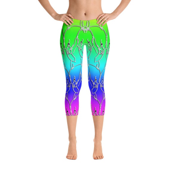 Flamingo vs Flamingo PRIDE Leggings, Colorful Rainbow Capri Women's Athletic Tights, Derby, Yoga, Wrestling