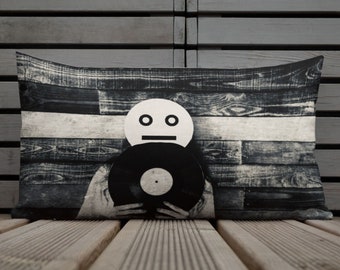 Analog Pillow, Black White Photography, Vinyl Aesthetic Hipster Accent Cushion, Modern Home Decor