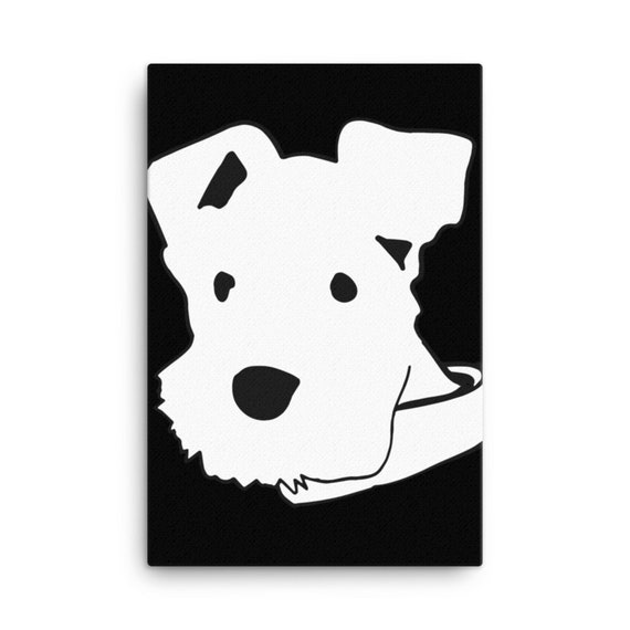 Schnauzer Dog Canvas Art, Large Minimalistic Line Art, Original Artwork, Home Staging Pet Friendly Family Room Interior