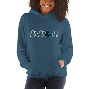 Odd Duck Hoodie, Positivity Pride Pullover Gift, Unisex Plus Sizes Indigo Blue