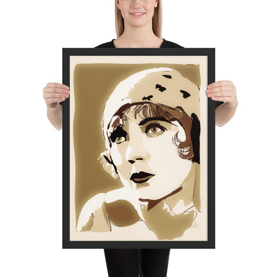 Framed Movie Poster, Silent Actress Series, Sepia Photo Posters, Vintage Home Decor