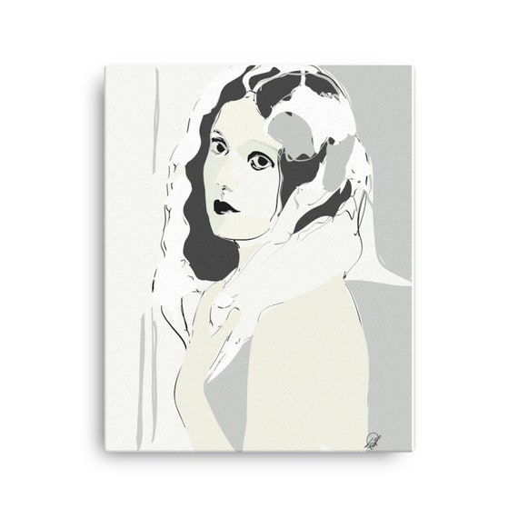 Gothic Wall Art Minimalist Portrait, Home Decor, Interior Room Staging Piece, Wood Mounted, Ready to Hang