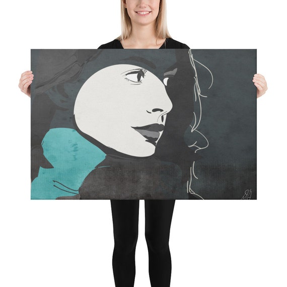 Large Modern Portrait Art, Canvas, Ready to Hang, Accent Wall Home Interior Staging