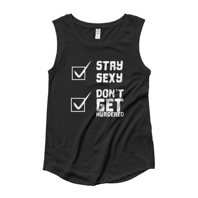 SSDGM Tank Top for My Favorite Murder Fans, Cap Sleeve Stay Sexy Shirt for Murderinos Black