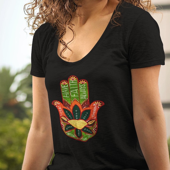 Hand of Fatima Shirt, Original Art Graphic Tee for Women featuring Hand of the Goddess. Boho BFF Gifts
