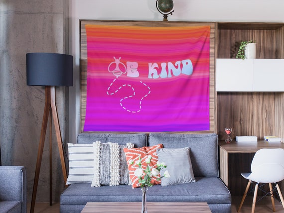 Bee Kind Colorful Wall Hanging, Tapestry for Home, Dorm, Apartment, Condo, VSCO Positivity