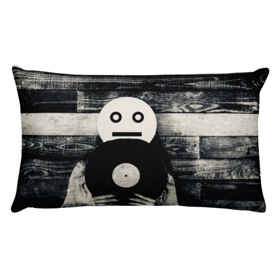 Analog Pillow, Black White Photography, Vinyl Aesthetic Hipster Accent Cushion, Modern Home Decor
