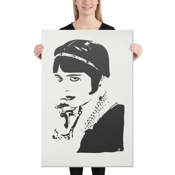 Canvas Minimalist Portrait Print, Original Artwork, Contemporary Figurative Portrait, 1920s Aesthetic, Gatsby