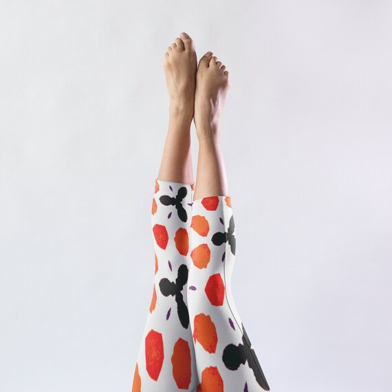 Festival Leggings, Mod Abstract Leggin for Women, Capri Length 4 Way Stretch Fit, Unique Loud Wear