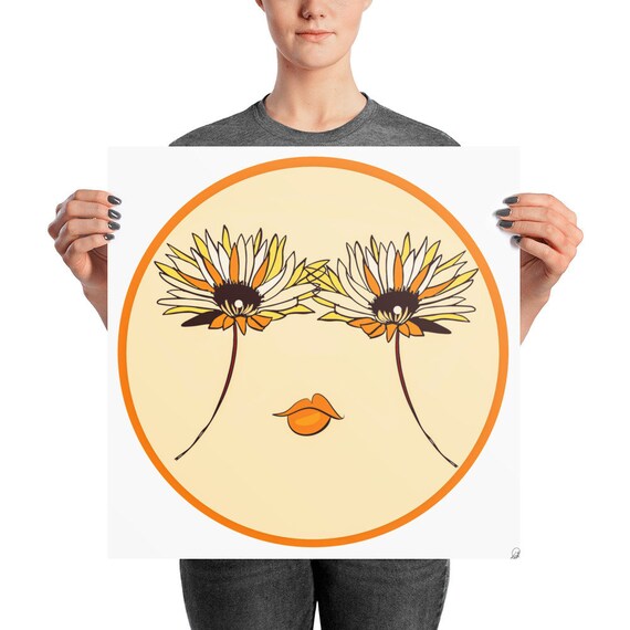 Daisy Eyes Graphic Poster, VSCO Aesthetic Art, Happy Home Decor, Interior Room Staging