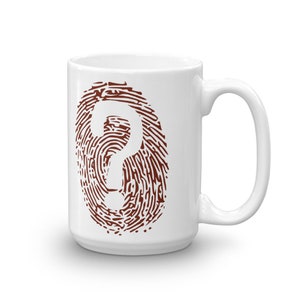 Crime Coffee Mug with Fingerprint, Forensic Detective Kitchen Decor for Crime Junkies 15 Fluid ounces