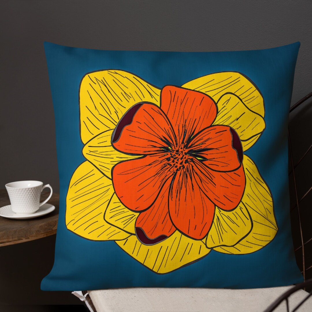 Colorful Pop Pillow Flower Accent Throw Cushion for Bedroom Etsy