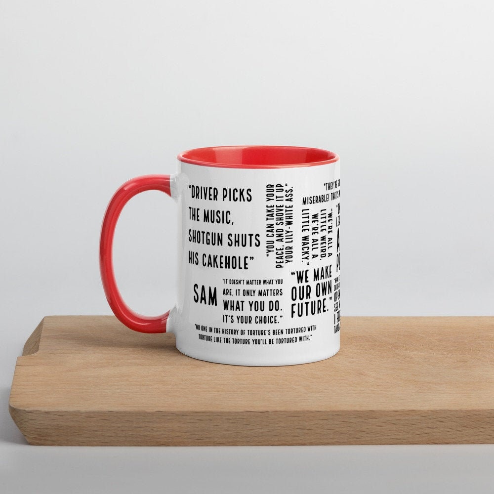 Colorful Supernatural Quote Coffee Mug, Red Blue Yellow for Sam and Dean Winchester Fans