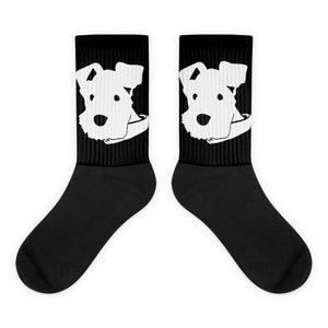 Miniature Schnauzer Socks, Dog Illustration, Gifts for Pet Lovers, Hand Drawn, Original Custom Art