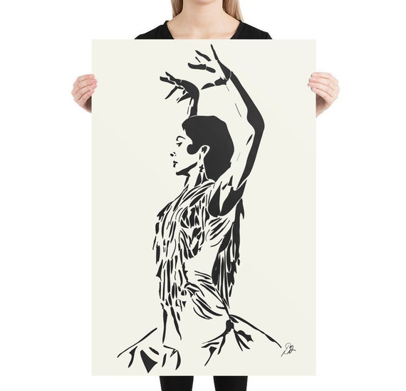 Flamenco Dancer Art, Giclée Print, Minimalist Dance Theme Artwork for Home Decor, Interior Room Staging