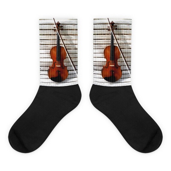 Violin Socks, Cool Music Instrument Socks, Gifts for Violinist, Orchestra, Band Friend Present