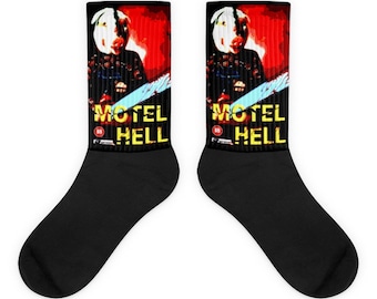 Chaussettes infernales motel, cadeau pour fan de films d'horreur, bas de Noël étranges