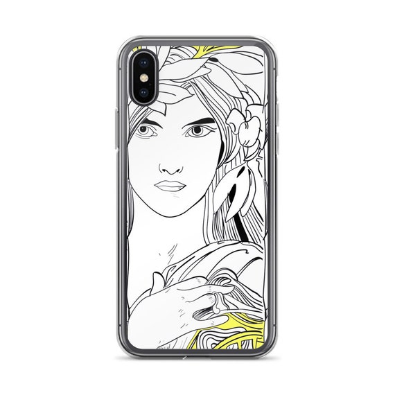 Art Nouveau iPhone Case, Mucha Inspired Graphic from Frenchtoastygood, Line art unique design, Cool cover for Artsy Friend 8 Plus XR XS Max