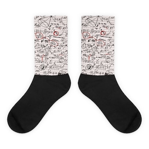 Geeky Math Socks, Nerd Fashion Geek Gift, Cute Comfy Socks with Cool Handwritten Formulas