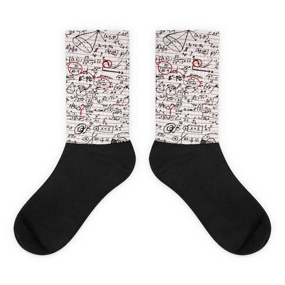 Geeky Math Socks, Nerd Fashion Geek Gift, Cute Comfy Socks with Cool Handwritten Formulas