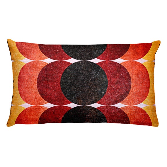 Retro Circles Throw Pillow, Accent Cushions Mid Century Modern Design, Groovy Colors, Vintage Pattern