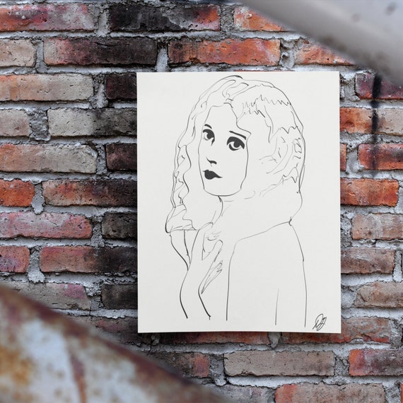 Frenchtoastygood Line Art, Large Canvas Print 18"x24" (46x61 cm), Handmade Portrait Artwork, Minimalist Black and White Painting
