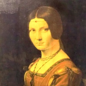 The Beautiful Ferronnière Leonardo da Vinci .1495,1497-Art print on wood:gift