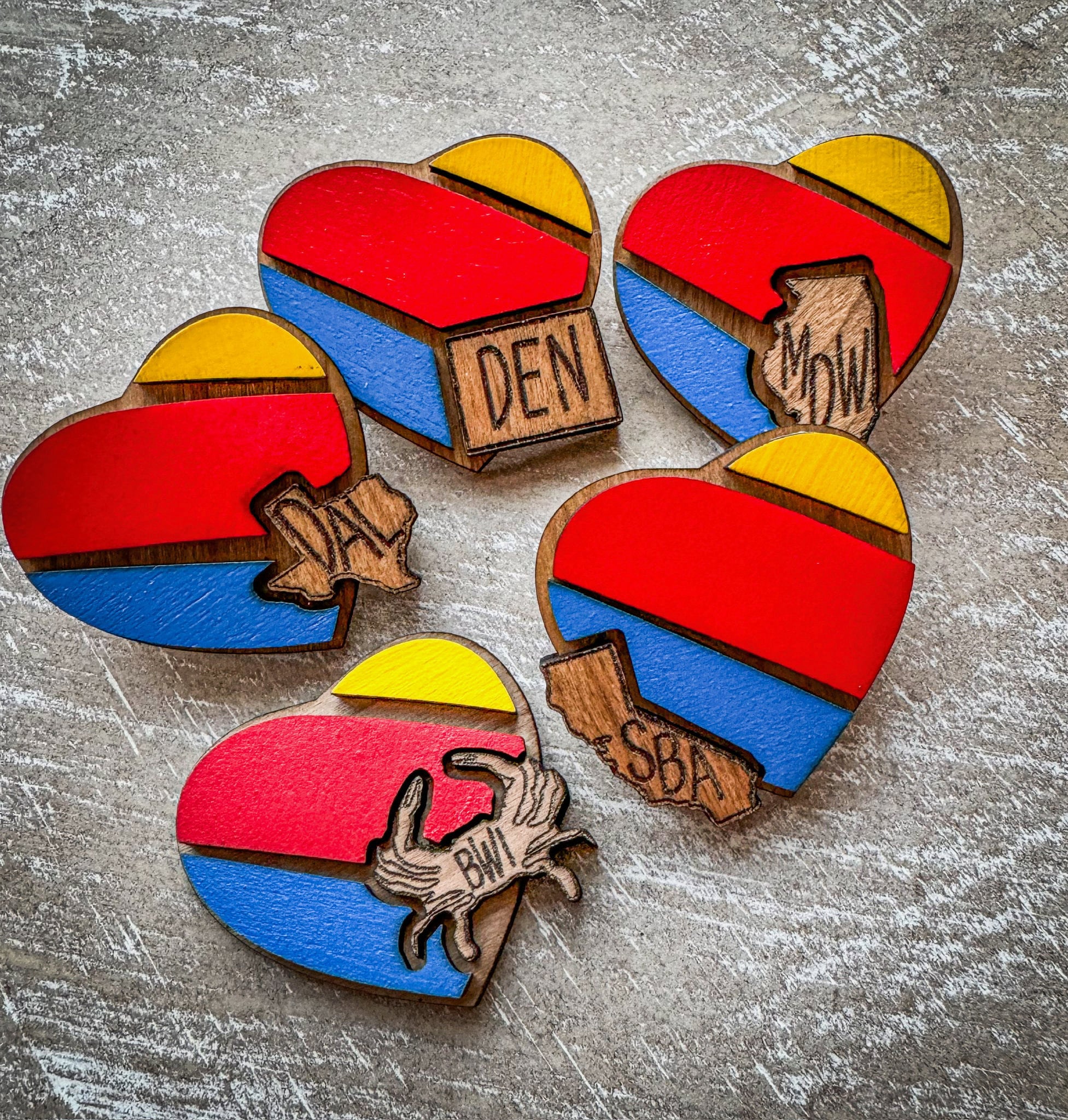 State Badge Reel – Aviation Themed Painted Wood with Engraved Detail
