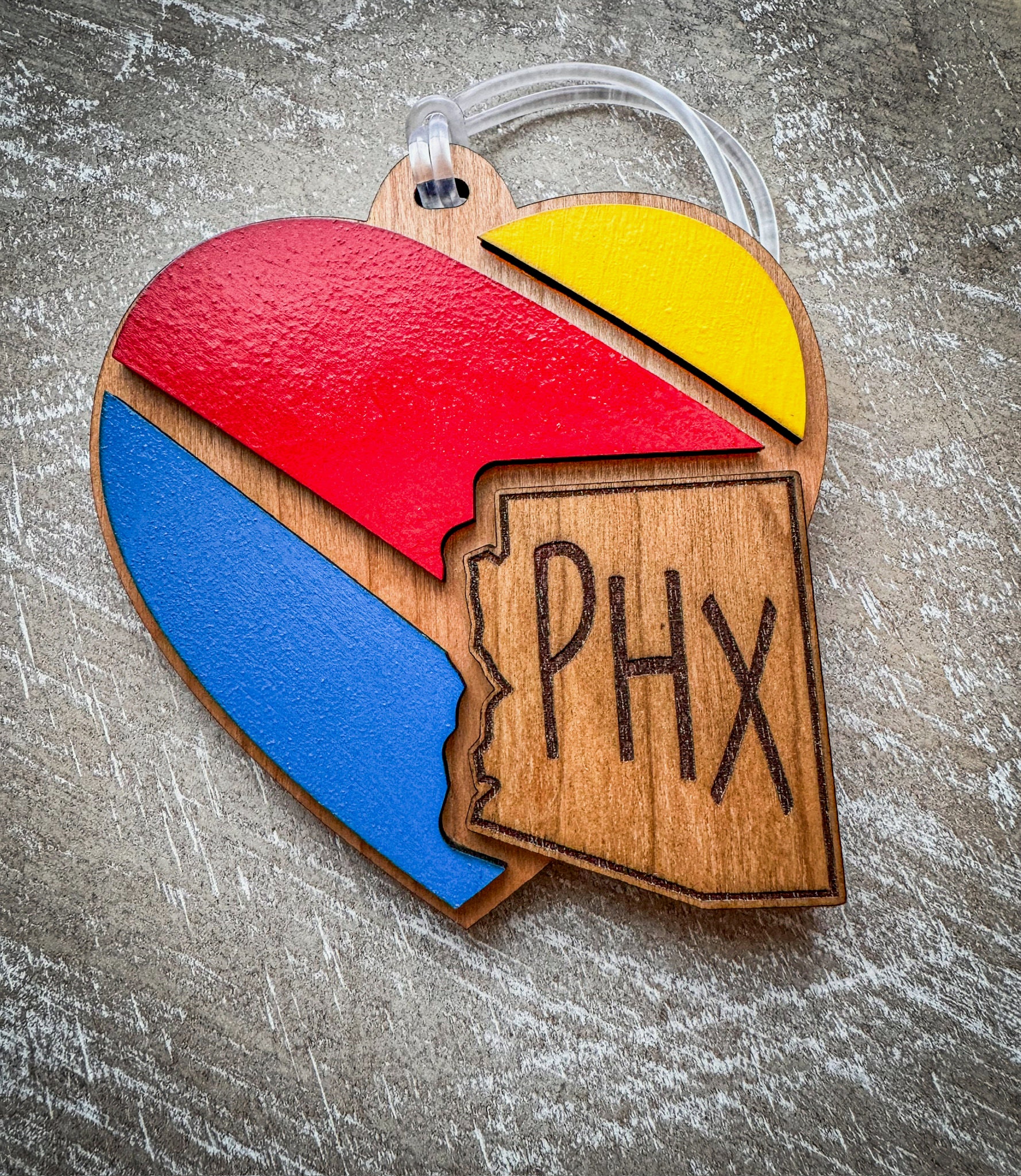 State themed airline inspired engraved luggage tag for travel