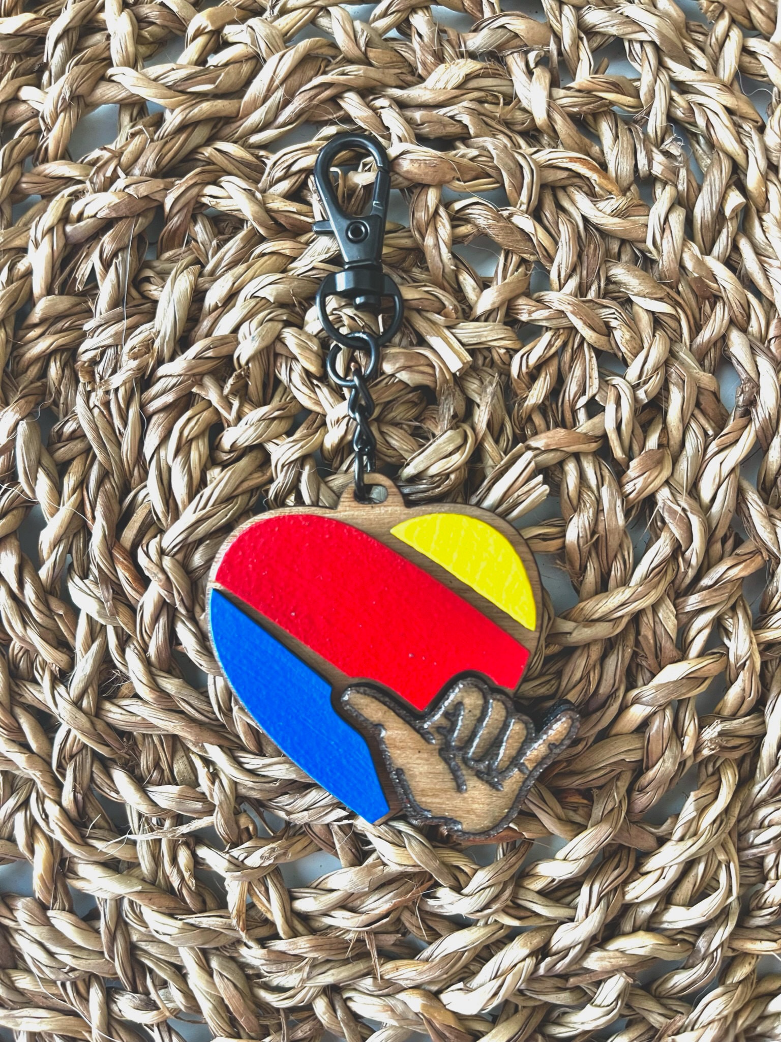 Key Chain Hawaii Airline Inspired - Aviation themed cherry wood tag perfect for a zipper pull, backp