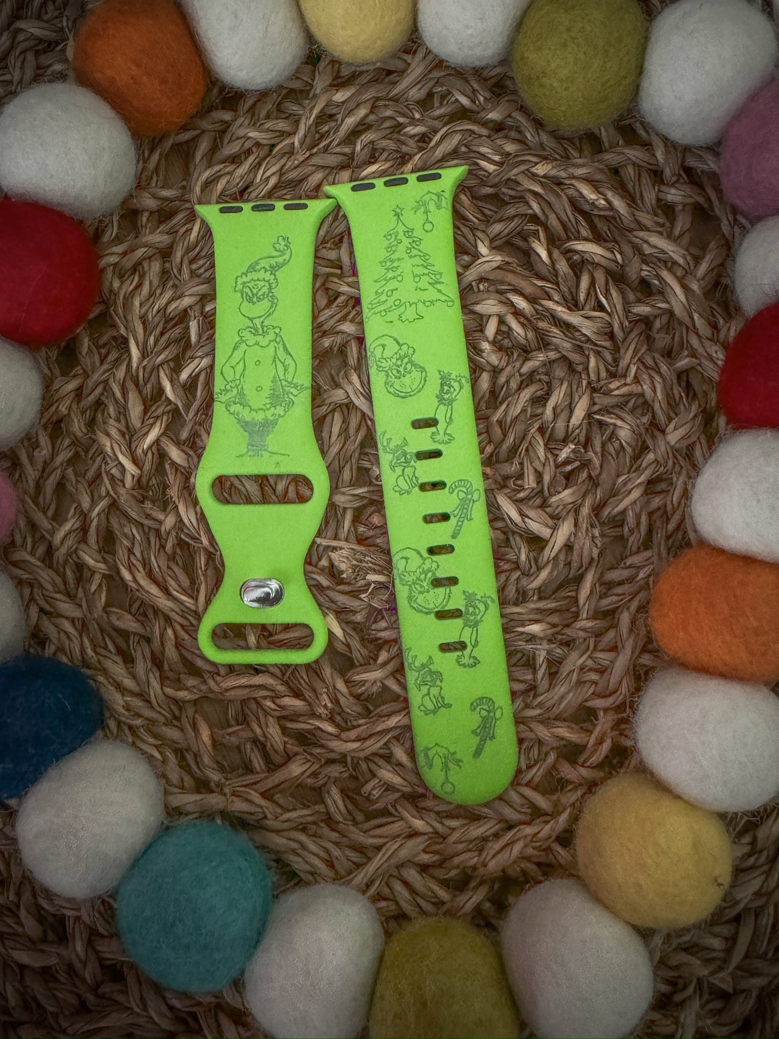 Whimsical Christmas inspired engraved Watch band for Apple watches