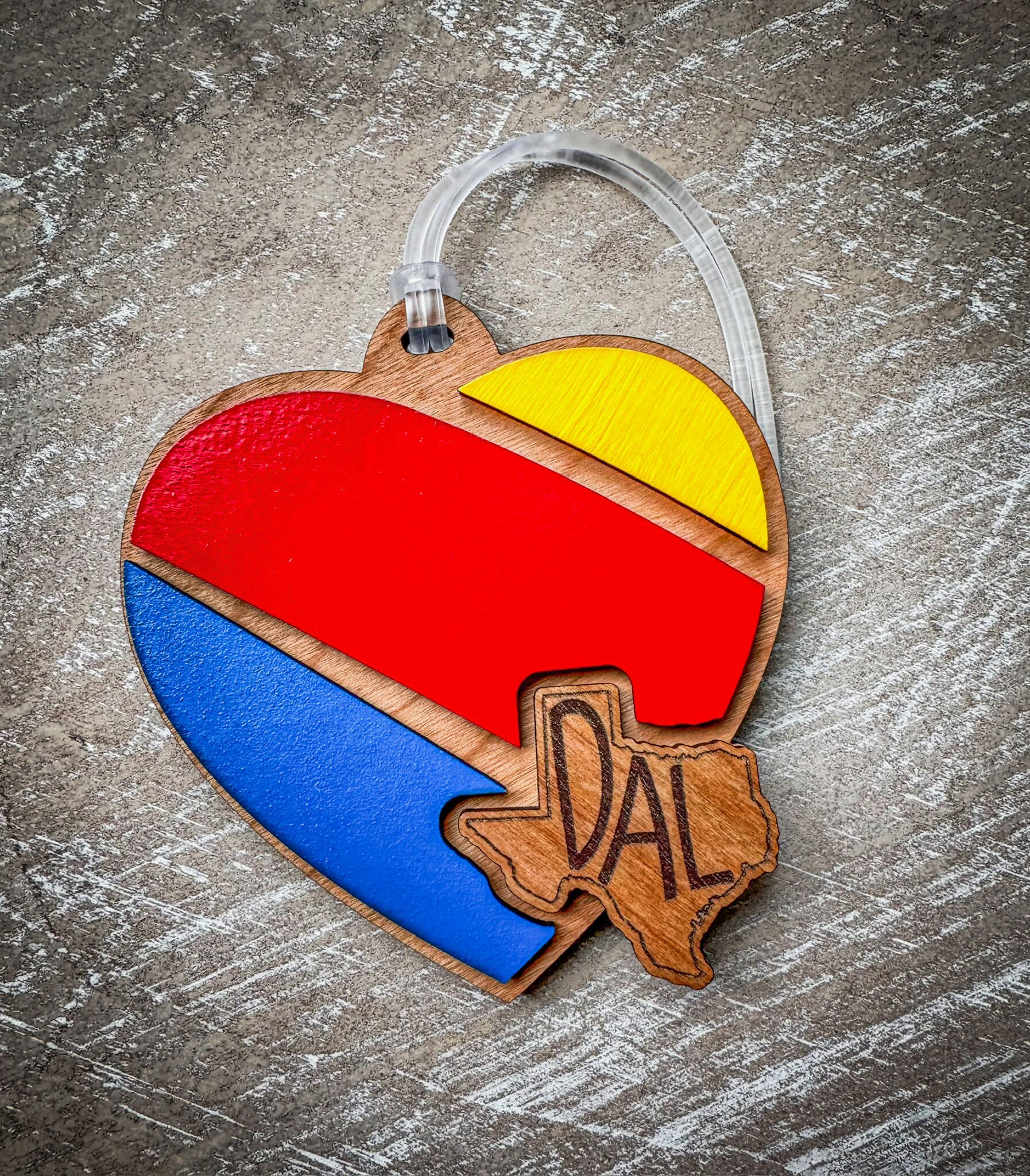 State themed airline inspired engraved luggage tag for travel