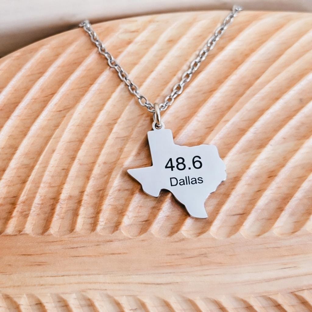 Texas Runner Necklace Personalized Race Distance Gift Marathon Jewelry