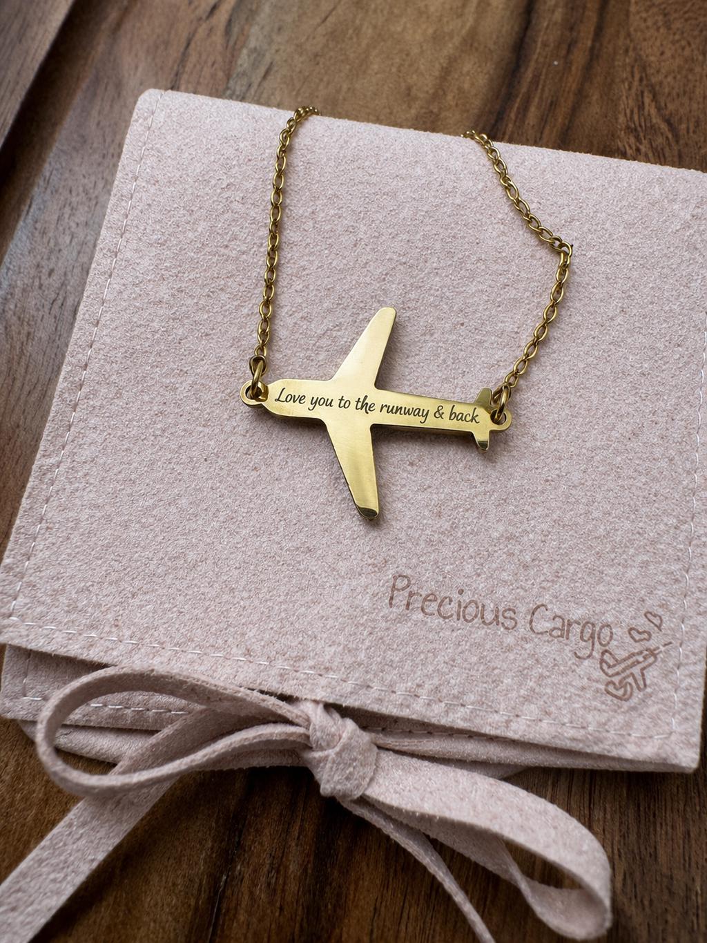Airplane Necklace Aviation Gift Choose Phrase for Travel Lover Jewelry