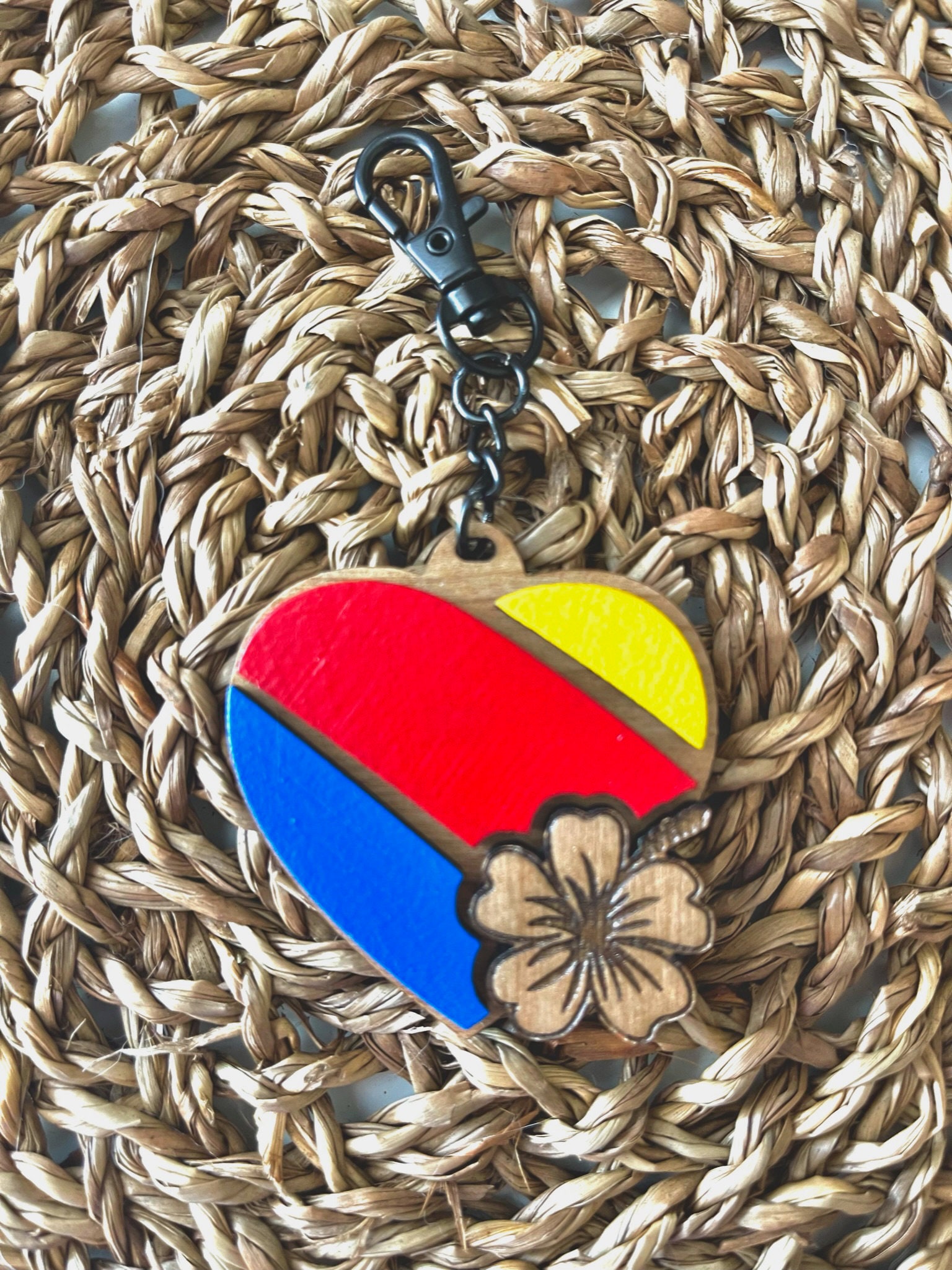 Key Chain Hawaii Airline Inspired - Aviation themed cherry wood tag perfect for a zipper pull, backp