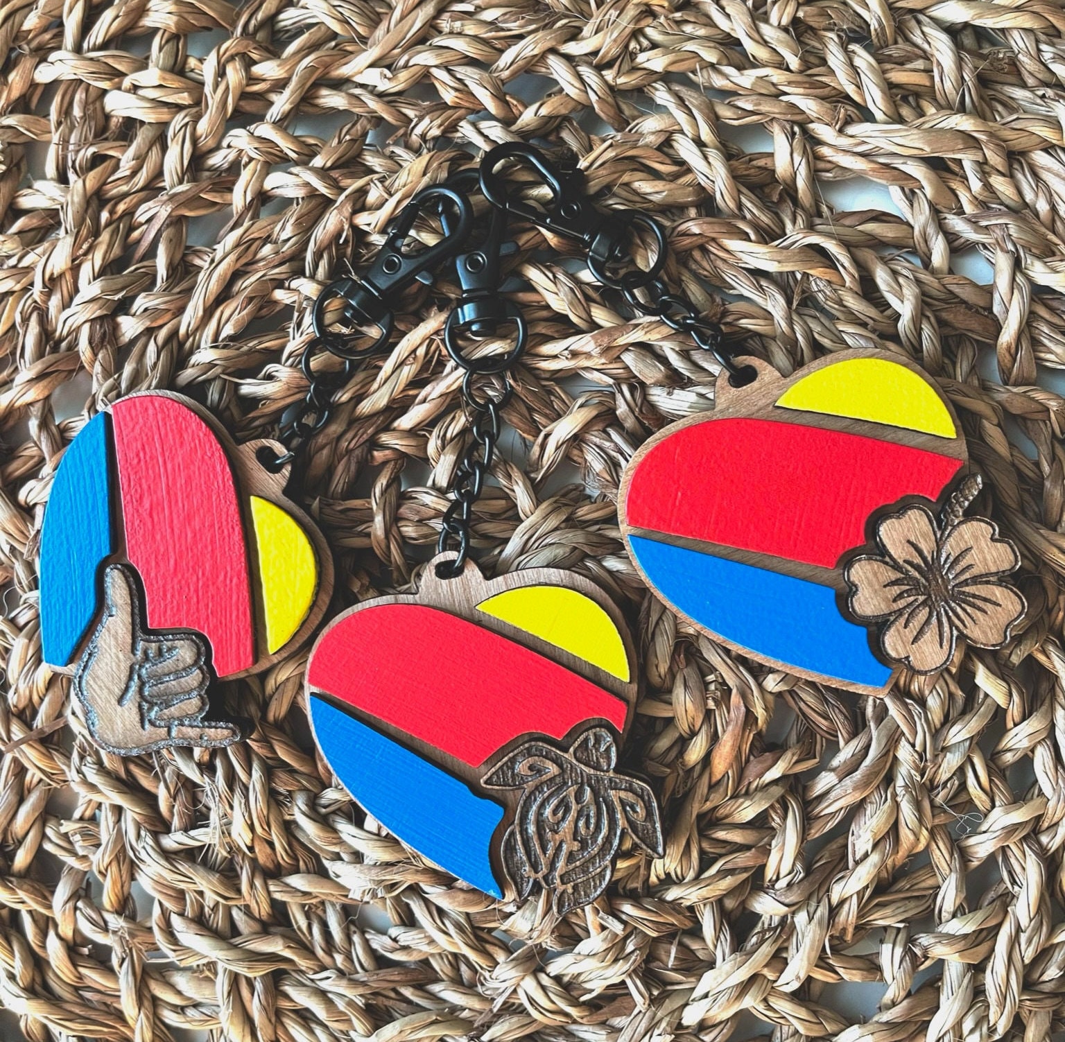 Key Chain Hawaii Airline Inspired - Aviation themed cherry wood tag perfect for a zipper pull, backp