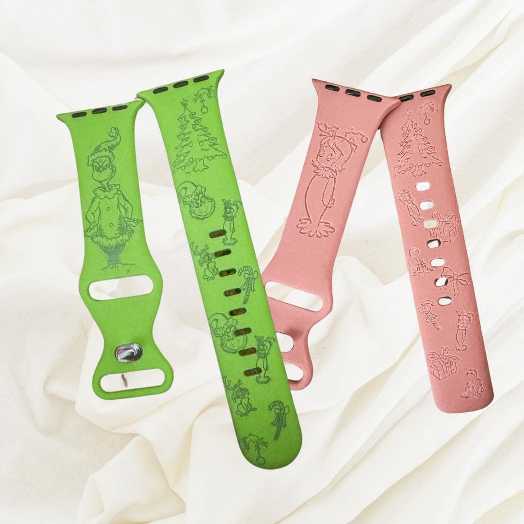 Whimsical Christmas inspired engraved Watch band for Apple watches