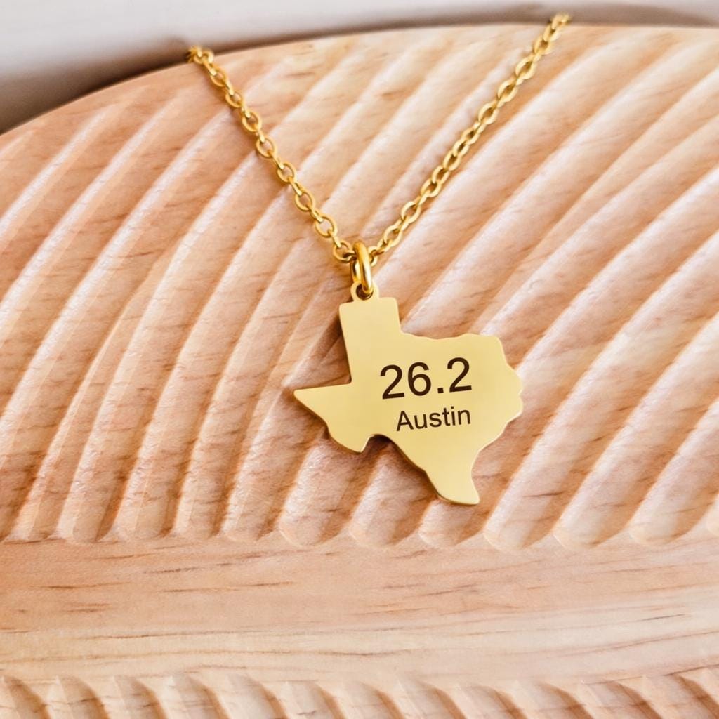 Texas Runner Necklace Personalized Race Distance Gift Marathon Jewelry