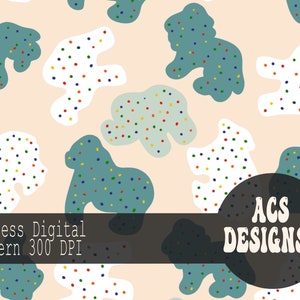 Frosted Animal Cookie Digital Paper | Seamless, Repeating Surface Pattern | Blue