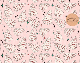 Christmas Tree Cakes Digital Paper | Seamless, Repeating Surface Pattern