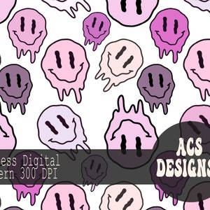 Smiley Face Digital Paper | Seamless, Repeating Patterns | Groovy Retro Smiley Face | Commercial Use