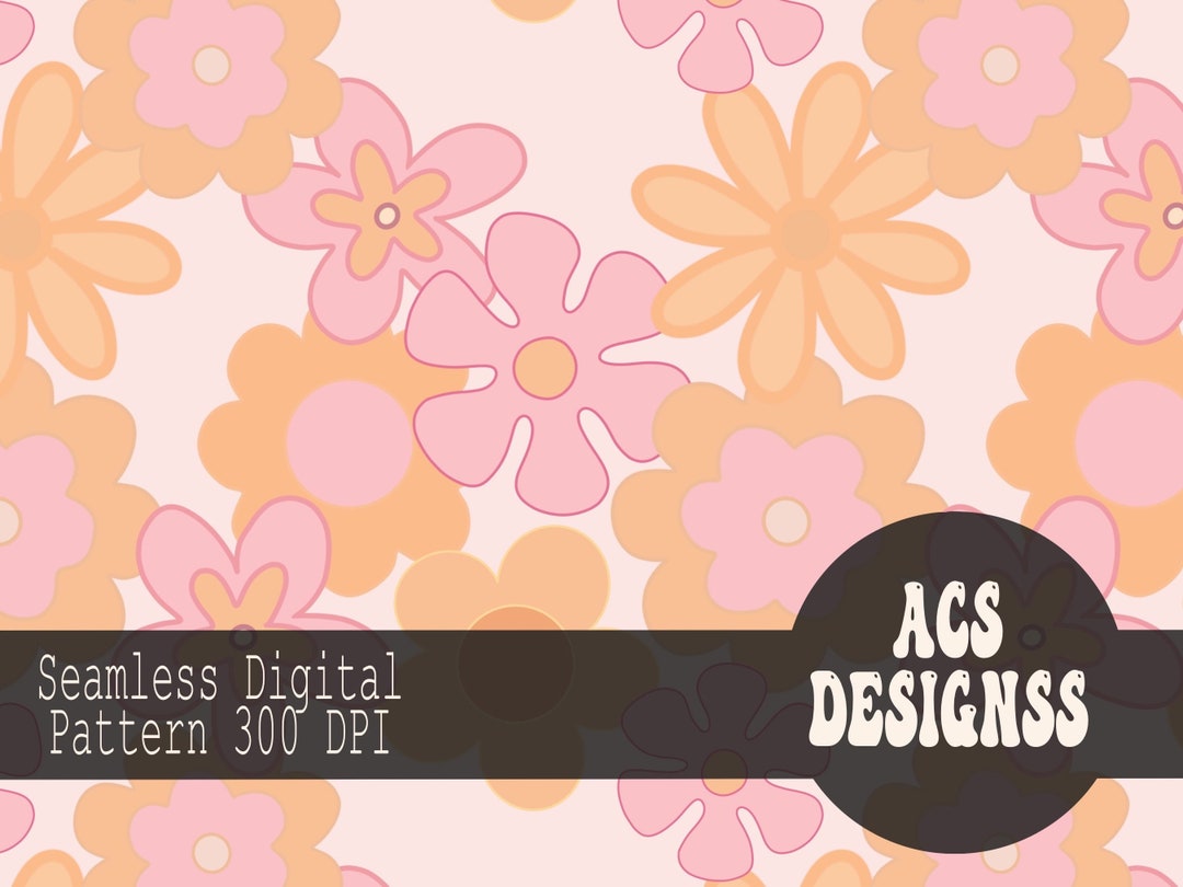 Groovy Floral Digital Paper | Seamless, Repeating Pattern | Retro ...