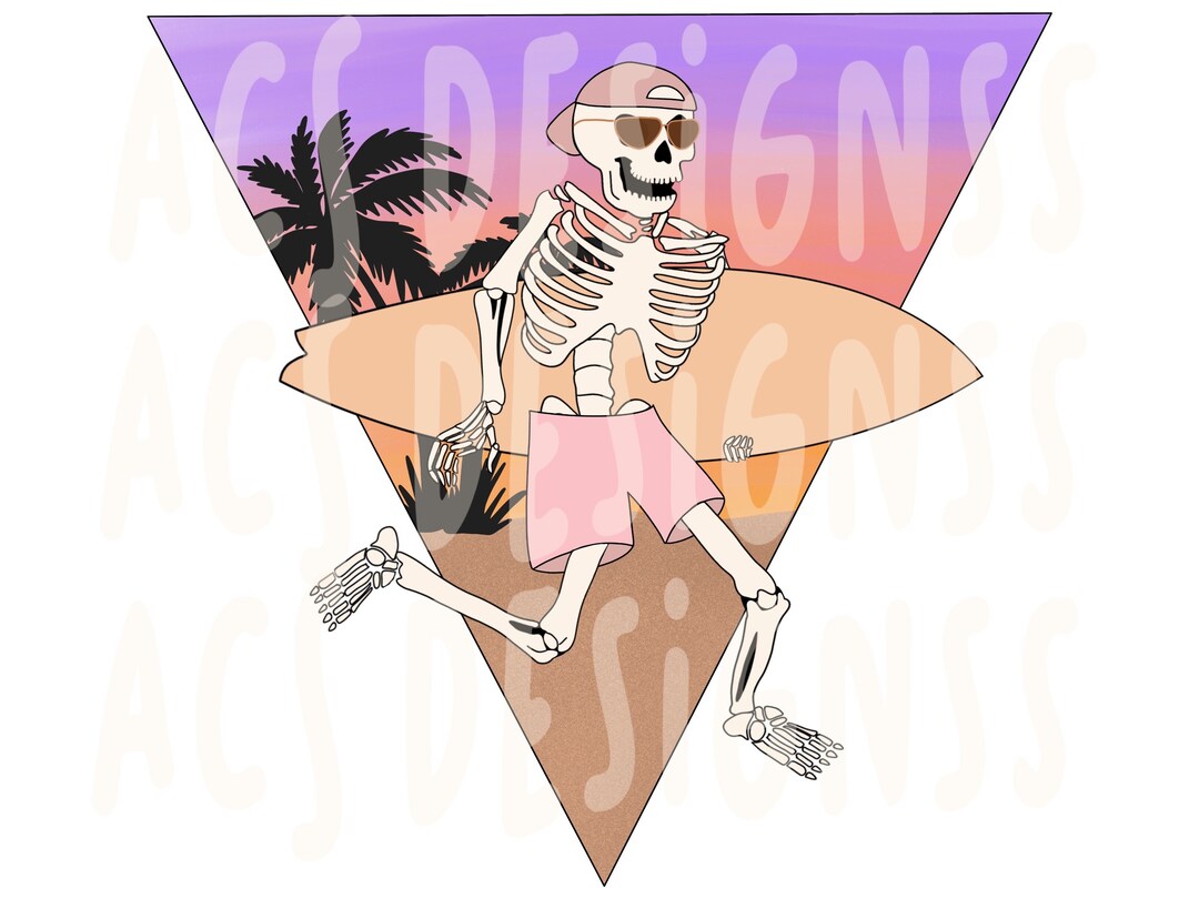 Surf Skeleton PNG | Sublimation Print | Funny Printable | Beach Surf ...