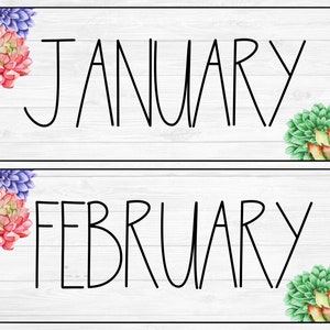 Succulent Calendar Set Digital Download, Calendar, School Calendar, Back to School, Classroom Calendar, Printable Calendar image 2