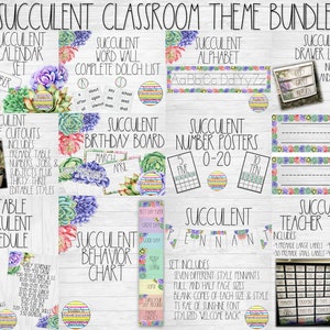 Sukkulenten Klassenzimmer Bündel (Digital), Klassenzimmer Thema, Schulanfang, Klassenzimmer Dekorationen, druckbares Klassenzimmer Thema