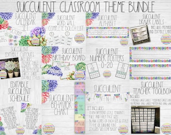Succulent Classroom Bundle (Digital), Classroom Theme, Back to School, Classroom Decorations, Classroom Decor, Printable Classroom Theme